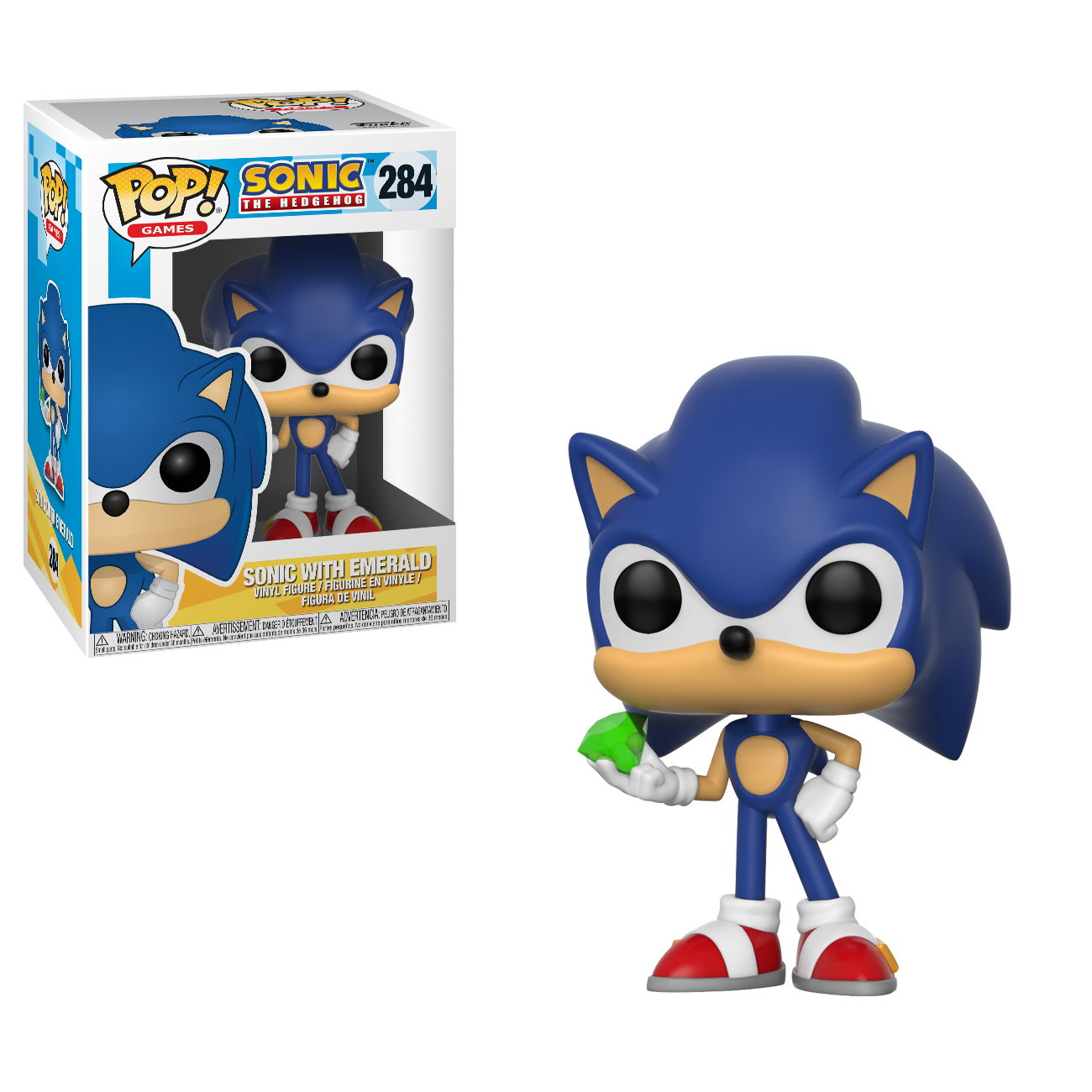 033182_20147 Funko Pop! Games: Sonic The Hedgehog - Sonic With Emerald #284 Vinyl Figure - Image 1